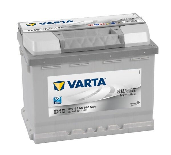 Varta D15 - Autobatterie Silver Dynamic 12V / 63Ah / 610A