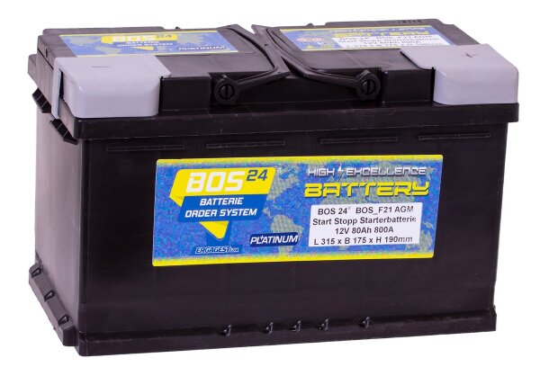 BOS24® Optimum Performance PLATINUM BOS_F21 AGM   Start/Stopp Starterbatterie 12 V 80 Ah 800A (EN)